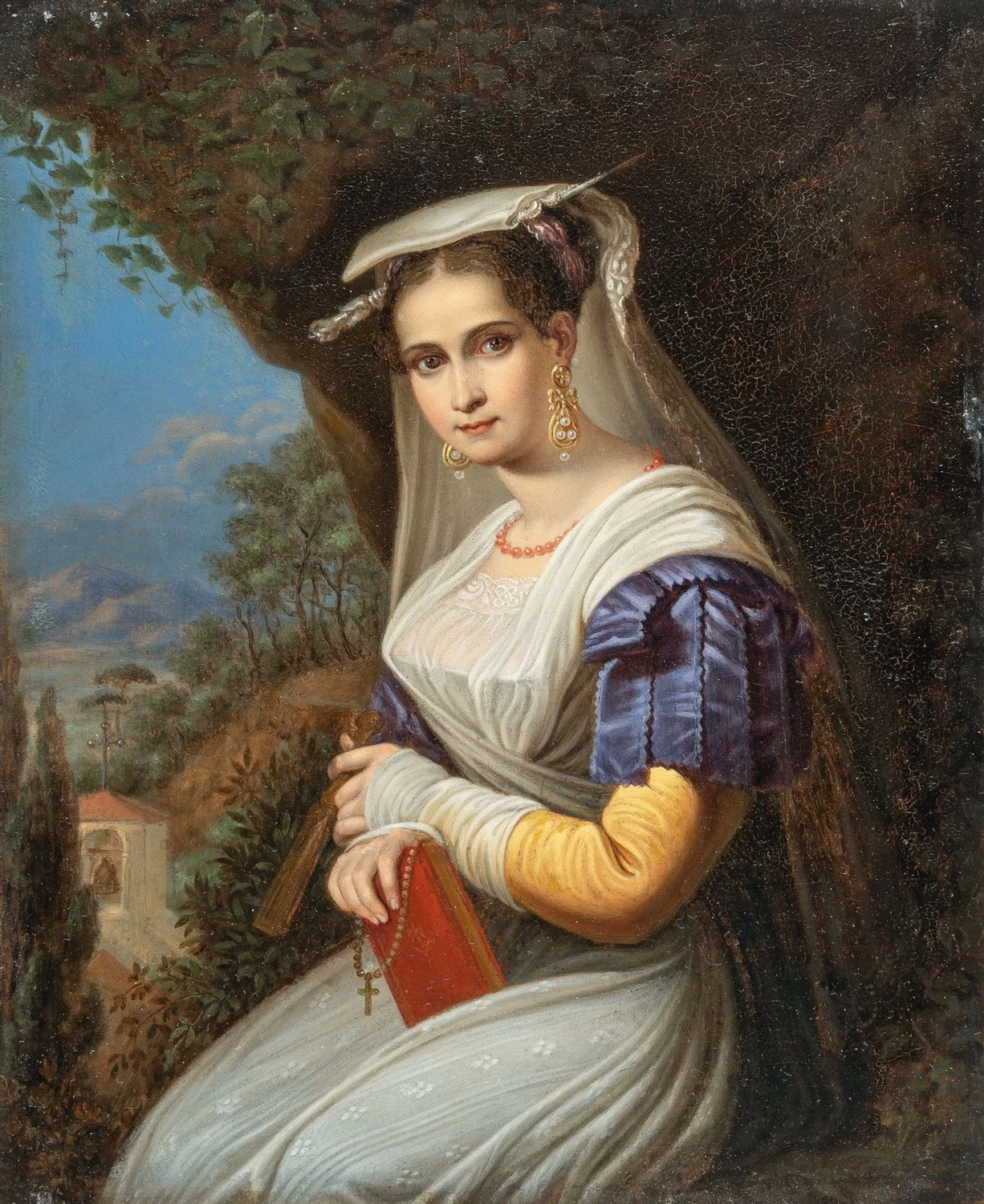 Donna romana davanti al paesaggio di Campagna